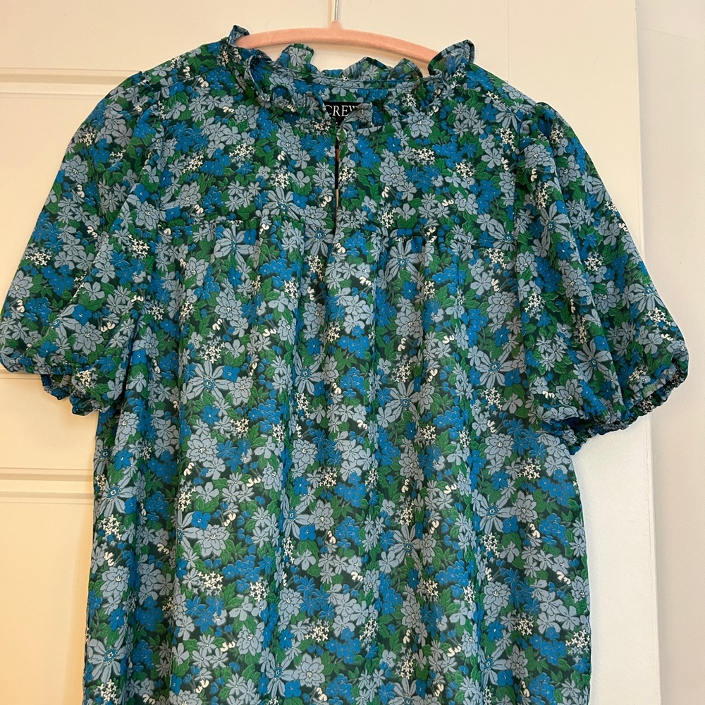 J Crew Floral Blue and Green Women's Top size Small NWT